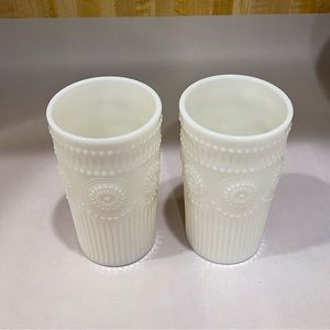 Vintage 2 ADELINE-SNOW MILK GLASS Pioneer Woman 16 oz